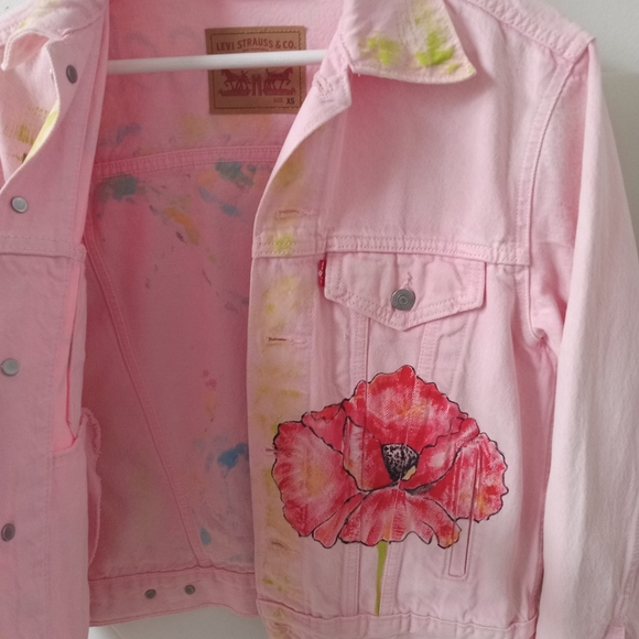 Hand Painted Denim Jacket XS - Picture 8 of 14